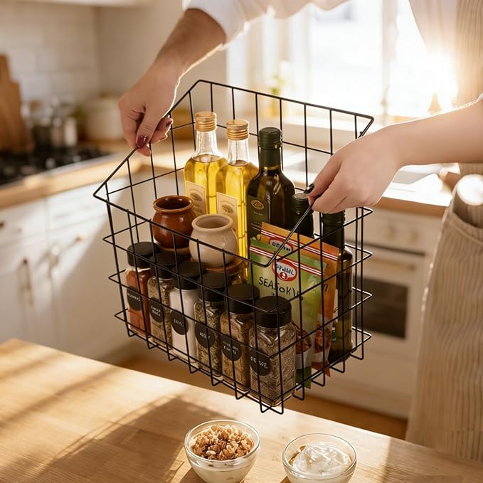 2 Pack Bath Tub Toy Storage Organizer Basket, Rustproof Black Iron Holder - Image 5