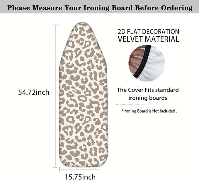 Nuxovilar Beige & Gray Leopard Print Pattern Ironing Board Cover, 15×54 inch - Image 4