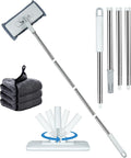 Disposable Dust Mop with 3 Shiny Cleaning Wipe Cloths, 360°Spin No Wash Mop by Ecopandy