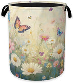 Spring Flowers Laundry Hamper, Watercolor Garden Wildflower Butterfly by Unknown