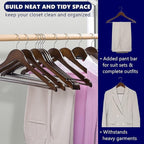 Amber Home 20 Pack Vintage Wooden Coat Hangers, Walunt Wood Suit Hangers - Image 5
