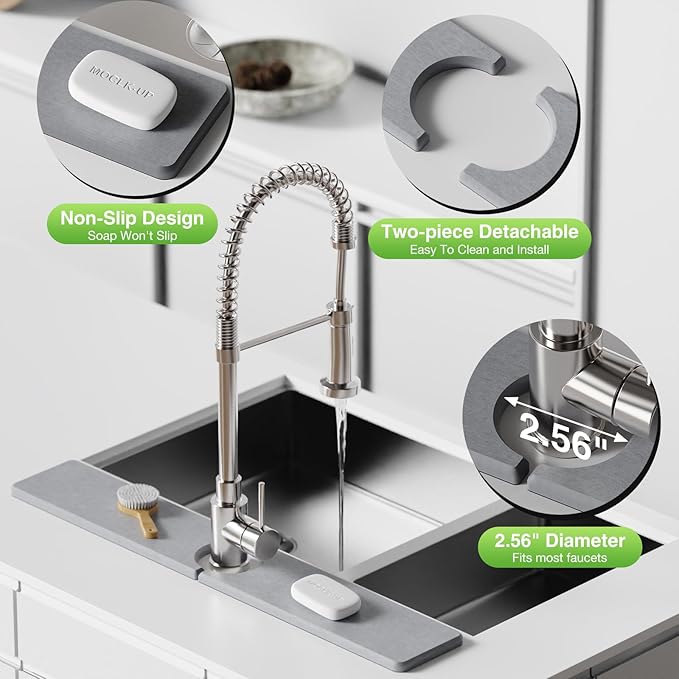 23.6" x 4" Stone Faucet Mat for Kitchen Sink, Quick Drying Diatomite Sink Tray - Image 5