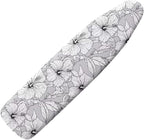 Black White Hibiscus Flower Ironing Board Cover-15x 54 Sketch Tropical Flowers by Daulesho