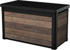 Keter Walnut 100 Gallon Resin Deck Box-Organization and Storage for Patio Furniture Outdoor Cushions, Throw Pillows, Garden Tools and Pool Toys by Keter