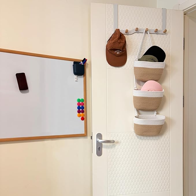3-Tier Decorative Cotton Rope Hanging Basket, Wall-Mounted Woven Storage - Image 5