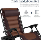 Best Choice Products Oversized Padded Zero Gravity Chair, Folding Outdoor Patio Recliner, XL Anti Gravity Lounger for Backyard w/Headrest, Cup Holder, Side Tray, Polyester Mesh - Espresso/Brown - Image 4