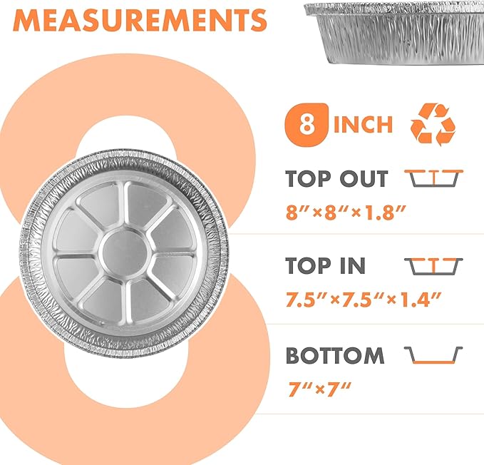 CURTA 8" Round Aluminum Foil Pans - Image 2