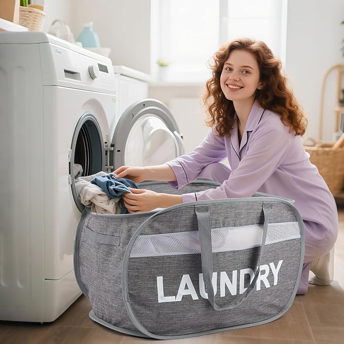 Collapsible Laundry Baskets, Foldable Clothes Hamper - Image 2