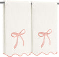 2 Pcs White Pink Scalloped Hand Towels by Fanfanwin
