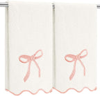 2 Pcs White Pink Scalloped Hand Towels by Fanfanwin