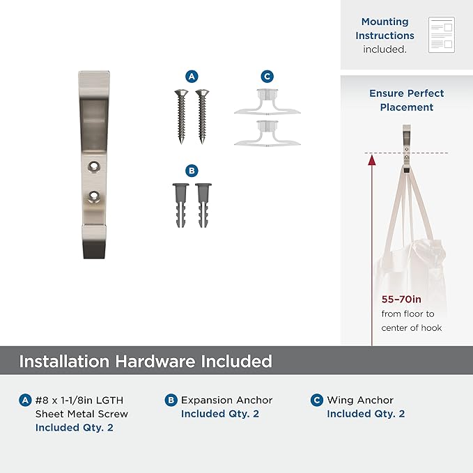 Amerock H37003G10 | Emerge Double Prong Decorative Wall Hook | Satin Nickel Hook - Image 5