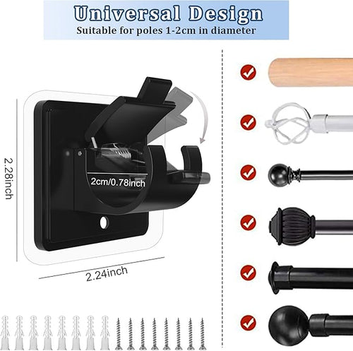 14PCS No Drill Curtain Rod Brackets No Drilling Self Adhesive Curtain Rod - Image 2