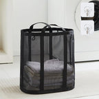 Mesh Laundry bag with Handles, 42L Collapsible Laundry Basket with 2 Hooks by TECHMILLY