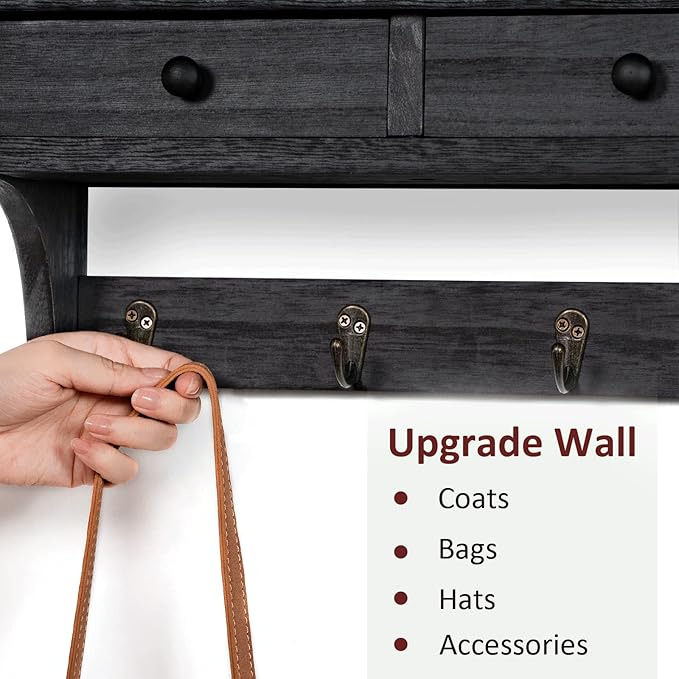 Emfogo Wood Coat Hooks Wall Mounted, Rustic Style - Image 4