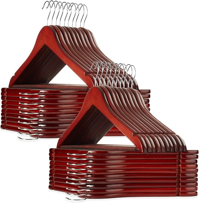 Casafield - 40 Cherry Wooden Suit Hangers - Premium Lotus Wood by Casafield
