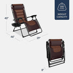 Best Choice Products Oversized Padded Zero Gravity Chair, Folding Outdoor Patio Recliner, XL Anti Gravity Lounger for Backyard w/Headrest, Cup Holder, Side Tray, Polyester Mesh - Espresso/Brown - Image 2