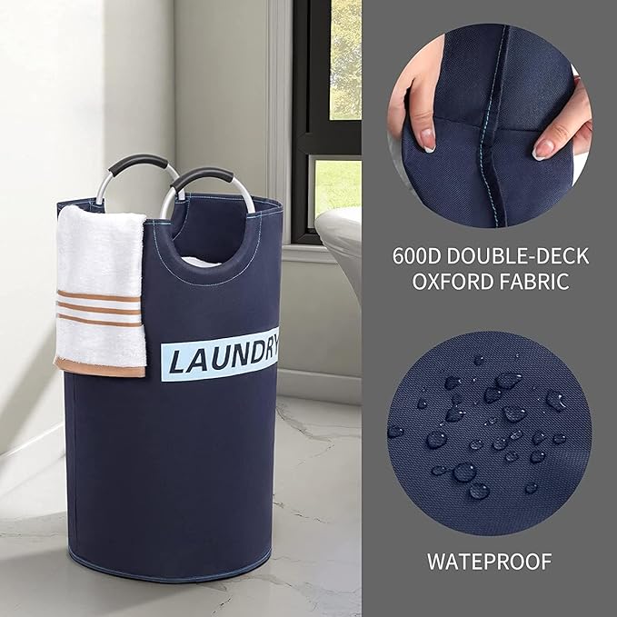ZERO JET LAG 82L Large Laundry Basket Collapsible Fabric Hamper Tall Foldable - Image 4