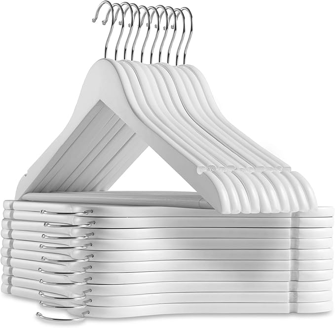 Casafield - 20 White Wooden Suit Hangers - Premium Lotus Wood by Casafield
