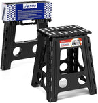 ACSTEP Folding Step Stool 16 Inch Heavy Duty Step Stool Foldable for Adults and Kids, Collapsible Stepping Stool with Handle, Non Slip Folding Stools for Kitchen Hold Up to 400lbs (Black 1PC) by ACSTEP