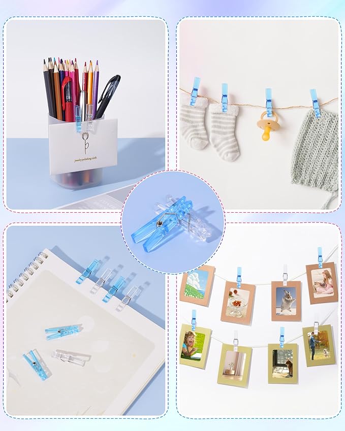 60PCS Clear Clothes Pins for Baby Shower Games Boy Girl, Transparent Acrylic - Image 5