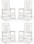 SERWALL Outdoor Rocking Chairs Set of 4, Oversized HDPE Porch Rockers for Adults, All-Weather Composite Patio Rocking Chairs, White by SERWALL