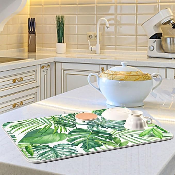 Tropical Palm Leaves Dish Drying Mat - Image 2