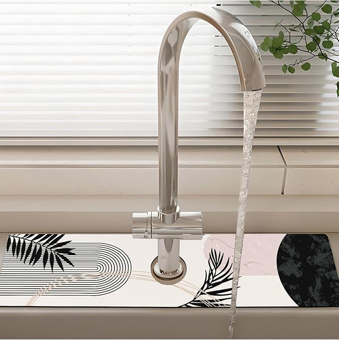 Patterned Sink Faucet Mat Kitchen Splash Guard Super Absorbent Drying Mat - Image 2