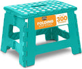 Utopia Home Folding Step Stool with Handle – 9 Inch Anti Slip Collapsible Stool – Holds Up to 300 lbs – Sturdy Plastic Step Stool Foldable for Kitchen, Bathroom and Home Use (1-Pack, Teal) by UTOPIAHOME
