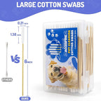 200PCS Professional Dog Ear Swabs in Storage Box, 6 Inch Long Cotton Swabs - Image 6