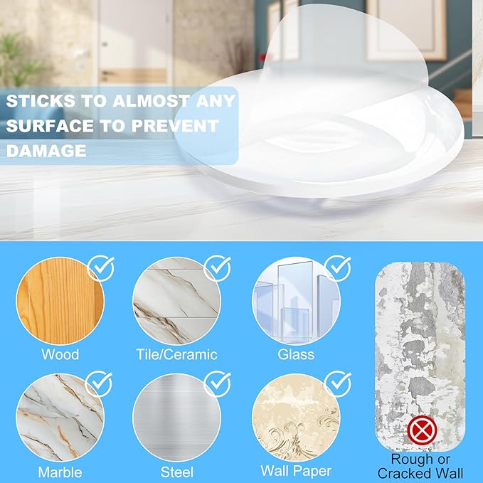 Door Stoppers for Wall, Door Knob Wall Protector 2", Self Adhesive Door Bumpers - Image 4