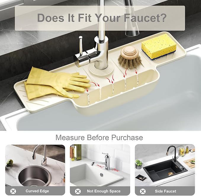 Silicone Faucet Mat with Sponge Holder, Sink Splash Guard, Faucet Draining Mat - Image 7