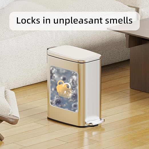Small Bathroom Trash Can with Lid Soft Close, Step Pedal, 6L / 1.6 Gal - Image 3