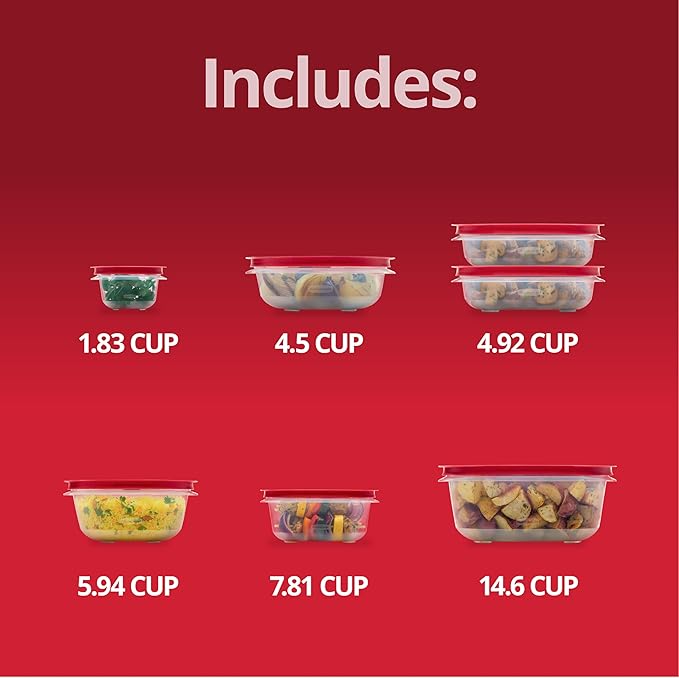 Rubbermaid EasyStore Square and Round Containers, 14-Piece Set, Food Storage - Image 6