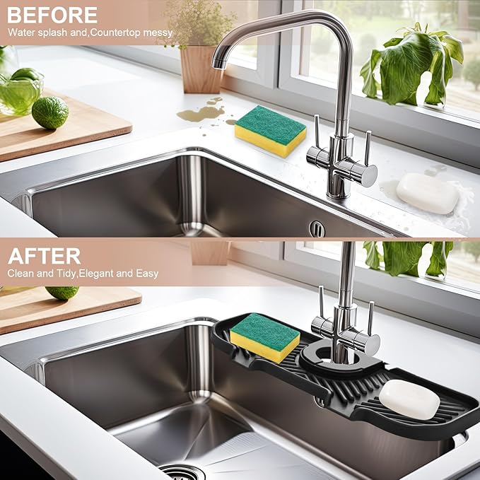 2 Pcs Silicone Faucet Splash Guard 10.6 ” x 4.3” Kitchen Sink Splash Guard - Image 5