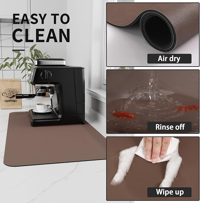 Coffee Mat - Absorbent Hide Stain Rubber Backed Dish Drying Mat - Image 4