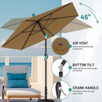 AreShark 7.5FT Patio Umbrella Table Market Umbrella with 6 Sturdy Ribs, Button Tilt/Crank, Heavy-Duty Outdoor Umbrellas for Pool, Deck, Garden and Backyard, Khaki - Image 5