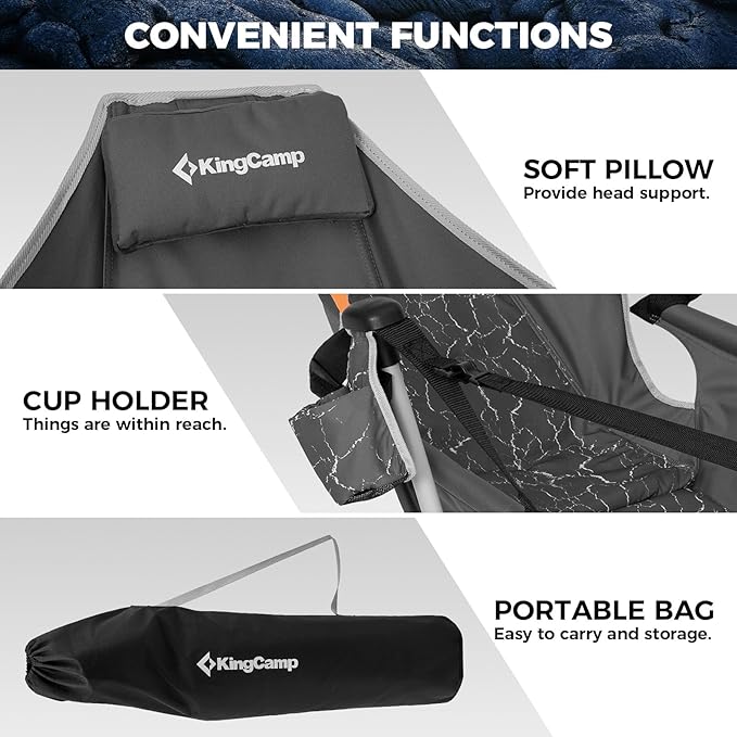 KingCamp Hammock Chair with Footrest – Heavy Duty Swinging Rocking Camping Chairs for Adults up to 400lbs, Folding Portable Oversized Rocker with Cup Holder & Pillow for Outdoor Beach Lawn RV Sports - Image 8