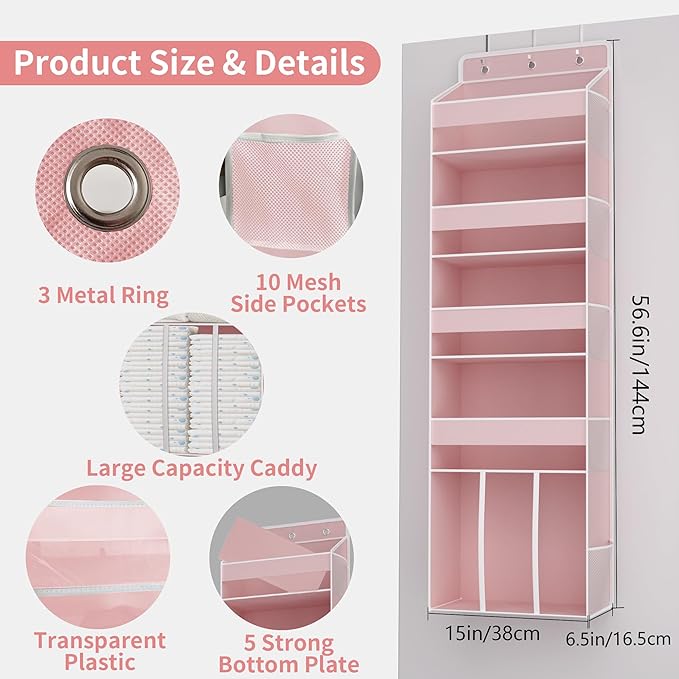 1 PC Pink Over the Door Organizer - Image 7