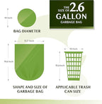 FORID 2.6 Gallon Compostable Garbage Bags, 5 Rolls – Green, Unscented Trash Bags - Image 6