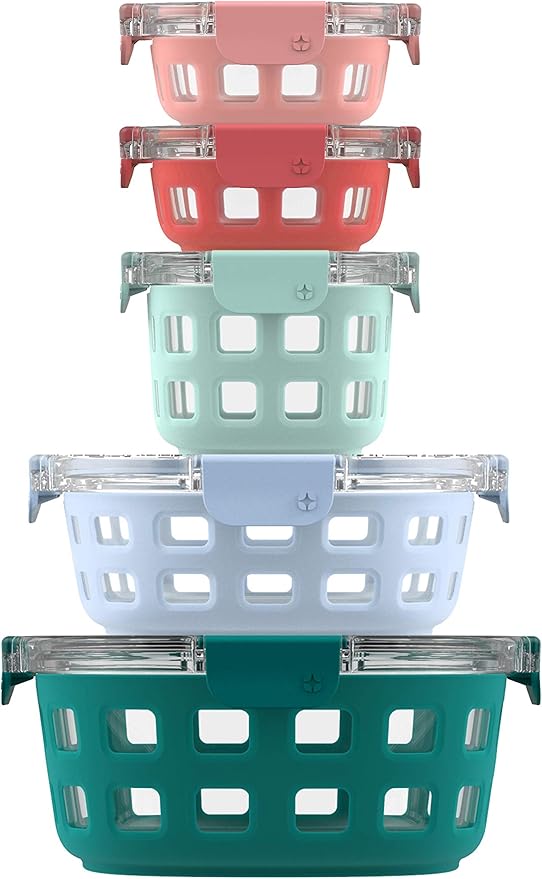 Ello Duraglass Mixed Meal Prep Sets Leak-Proof Glass Food Storage Containers by Ello