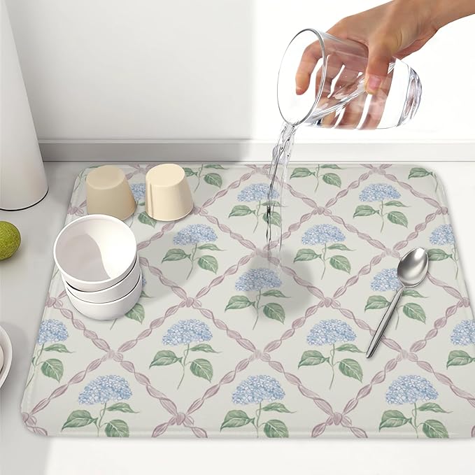 Hydrangea Floral Dish Drying Mat - Image 6
