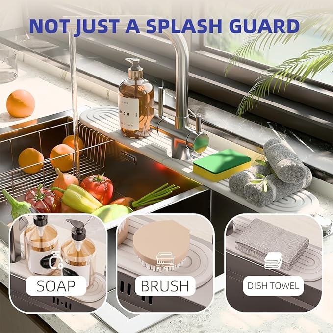 PEKER Faucet Mat for Kitchen Sink 19.7" – Diatomite Fast Drying Stone Sink Tray - Image 4