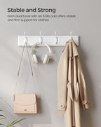 SONGMICS Set of 2 Wall-Mounted Coat Rack, Hook Rack, 8 Dual Metal Hooks - Image 4