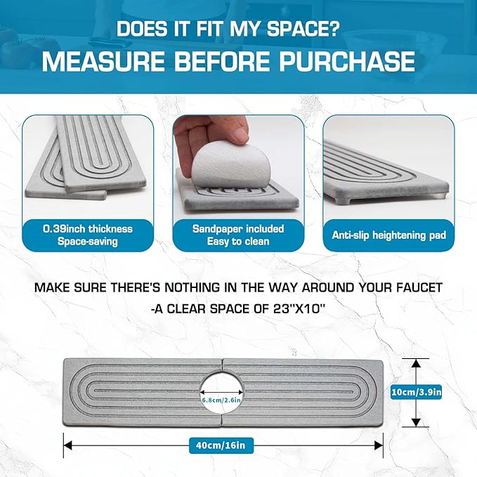 Faucet Mat for Kitchen Sink, Diatomite Quick Drying Tray, Long 23.6'' Kitchen - Image 5