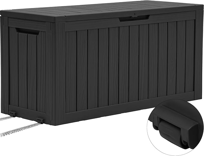 YITAHOME 72 Gallon Outdoor Resin Deck Box with Wheels, Pool Storage Box for Outdoor Cushions, Sports Equipment, Garden Tools, Black by YITAHOME