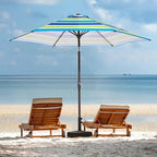 JEAREY 7.5FT Patio Umbrella Market Table Umbrella with 6 Sturdy Ribs, Push Button Tilt/Crank Outdoor Umbrella for Garden, Deck, Backyard, Pool and Beach,Bold Blue-Green Stripe - Image 9