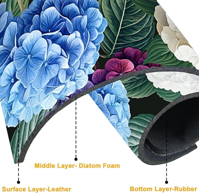 2 Pack Vintage Hydrangea Sink Faucet Absorbing Mat Colorful Hydrangeas Super - Image 3