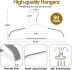 Plastic Hangers 50 Pack, 16.5 in Heavy Duty Clothes Hangers - Image 2