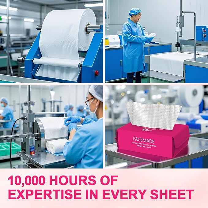 FACEMADE 100 Count Disposable Face Towels, Ultra Thick Face Towelettes - Image 7