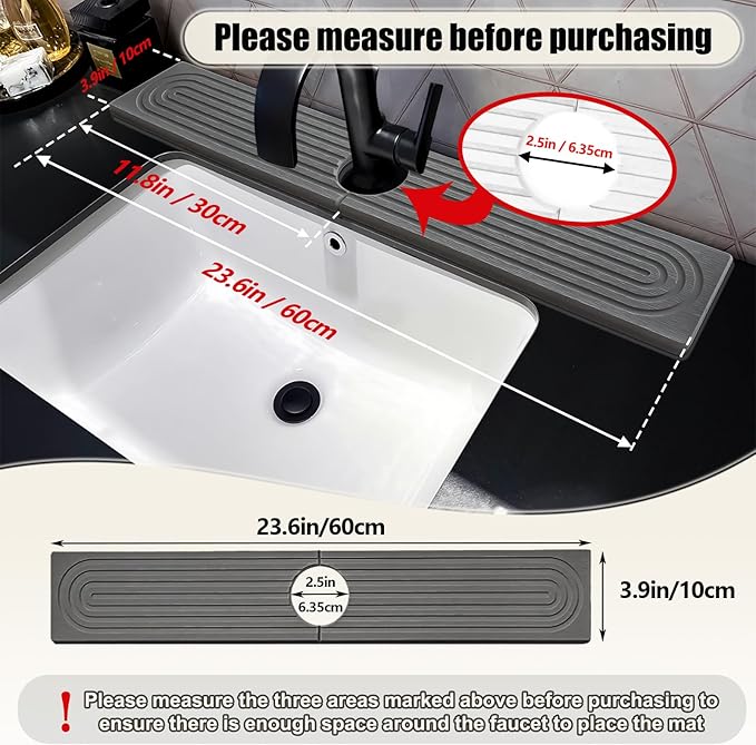 Stone Faucet Mat For Kitchen Sink, 23.6" Diatomite Fast Drying Stone Kitchen - Image 4